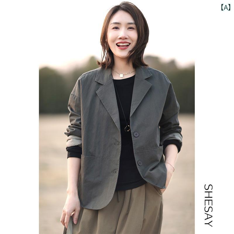 スーツ　ジャケット　カジュアル シンプルの な レトロ 小さい スーツ ジャケット レディース スリム 春服