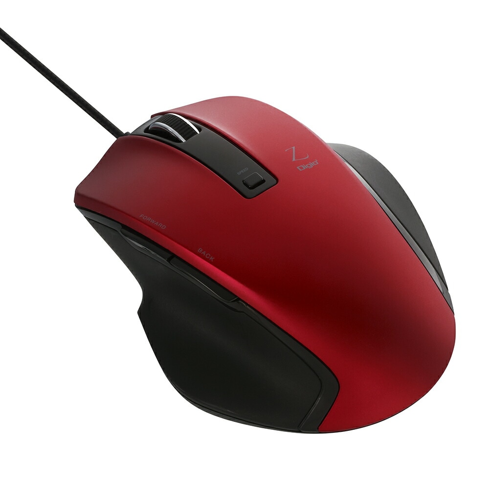 （まとめ買い）有線5ボタンBlueLEDマウス レッド MUS-UKF130R [x3]