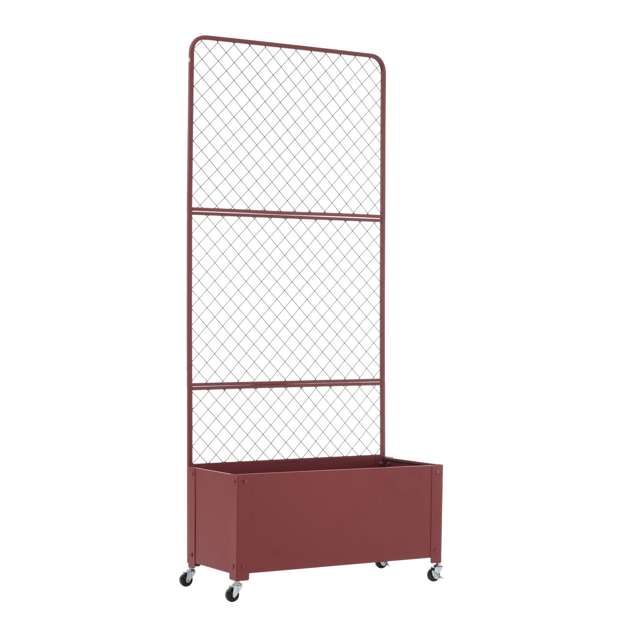 フェンス プランター付き 目隠し キャスター付き 簡単設置 電着塗装 L70×W30×H160cm 園芸用品 プランター ガーデンラティス プランターボックス 花壇フェンス ガーデニング 花立て 庭