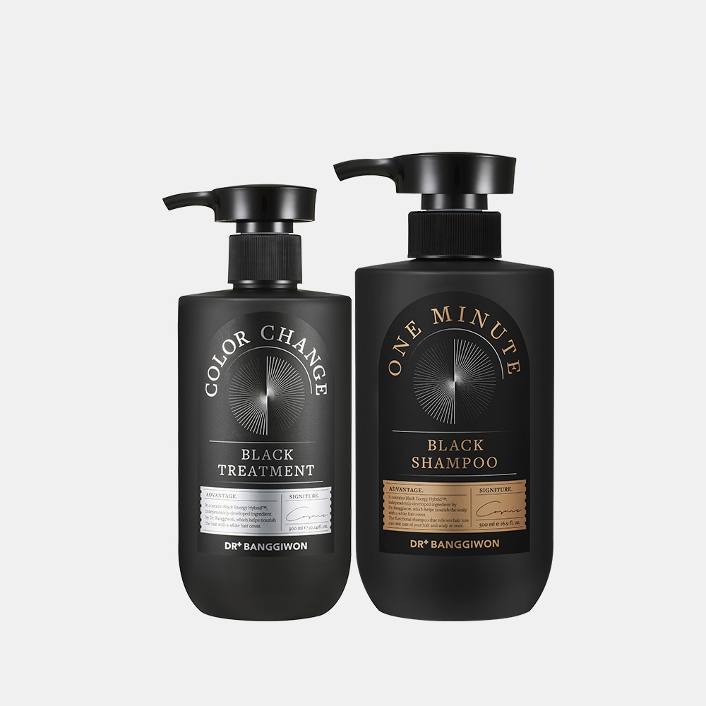 ドクターバンギウォン1分ブラックシャンプー500ml+ブラックトリートメント300ml+頭皮ブラシ（カラー選択）