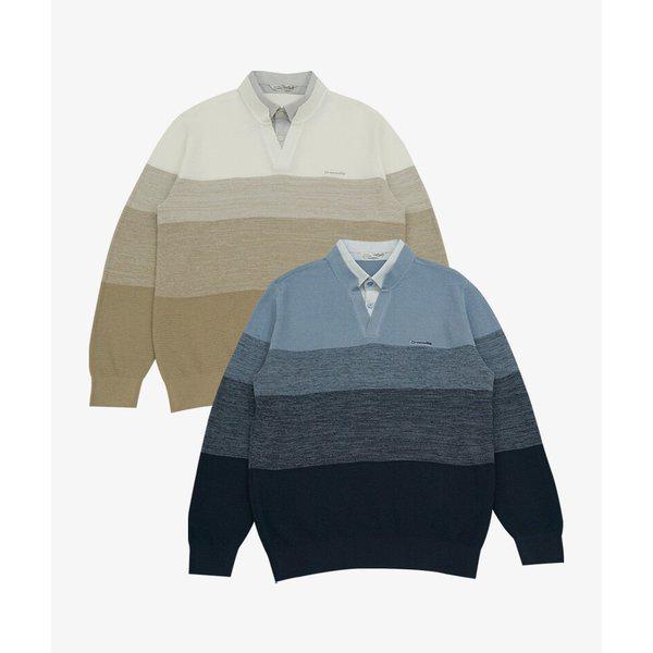 カラーブロックVネックレイヤードニットCDAABKT1352