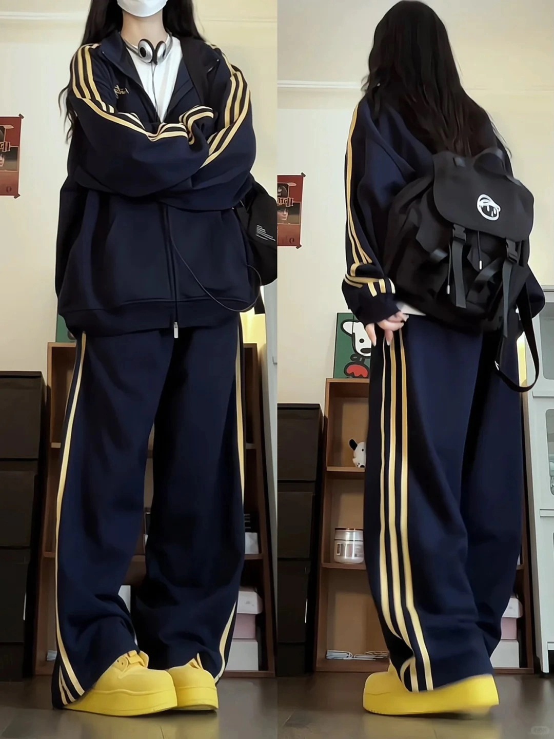 お出かけ ゆったりサイズワイドシルエットリラックストラック セットアップフルパーカーラウンドヘムルーズ ストレート系冬 秋冬 サイド上下ボトムス トップス ショート丈 2点セット 羽織り 2025