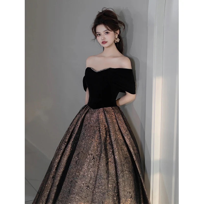 成人式 演奏会 発表会 卒業式 ドレスワンピース ロングドレス誕生日のフレンチ ドレス シンプル パーティー パーティードレス ワンピース おしゃれ ブラック 司会者