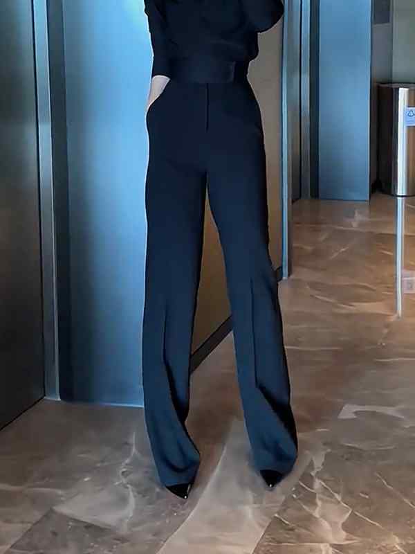 レディース ファッション オシャレ カワイイ シンプル 人カワイイ きいサイズ OL ハイウエスト ストレート カジュアル スーツ パンツ スリムフィット フロア レングス 5,783円