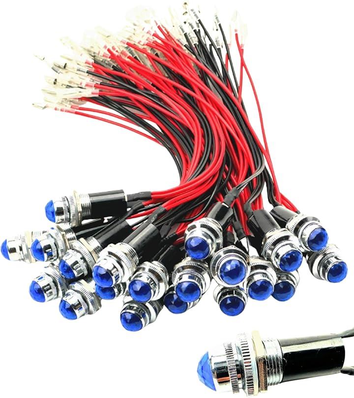 LEDパイロットランプ ダイヤカット LED埋め込み式 24V 16mm 16φ(ブルー, 20個)