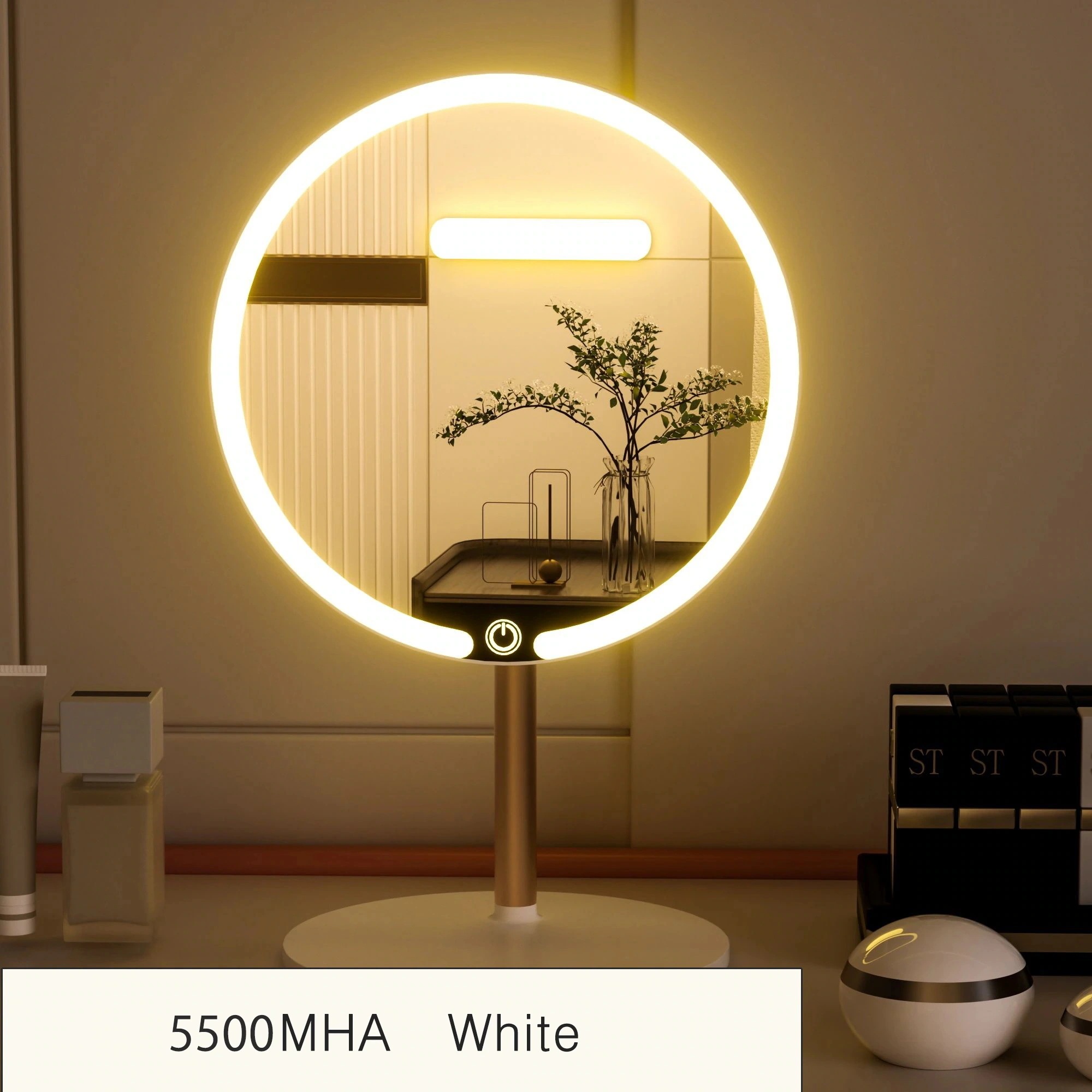 【20点セット】【急速出荷】化粧ミラー　充電式ミラー　鏡　卓上鏡　女優ミラー　LEDメイクアップミラー　ライト付き鏡　明るさ調節　ドレッサーミラー　三色ライト