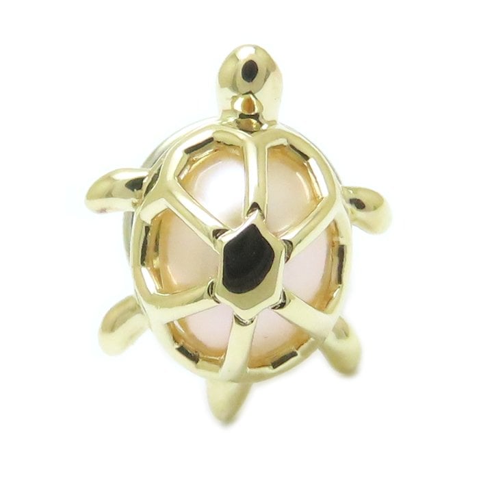 ピンブローチ カメモチーフ パール 真珠 K18YG イエローゴールド/293972【中古】