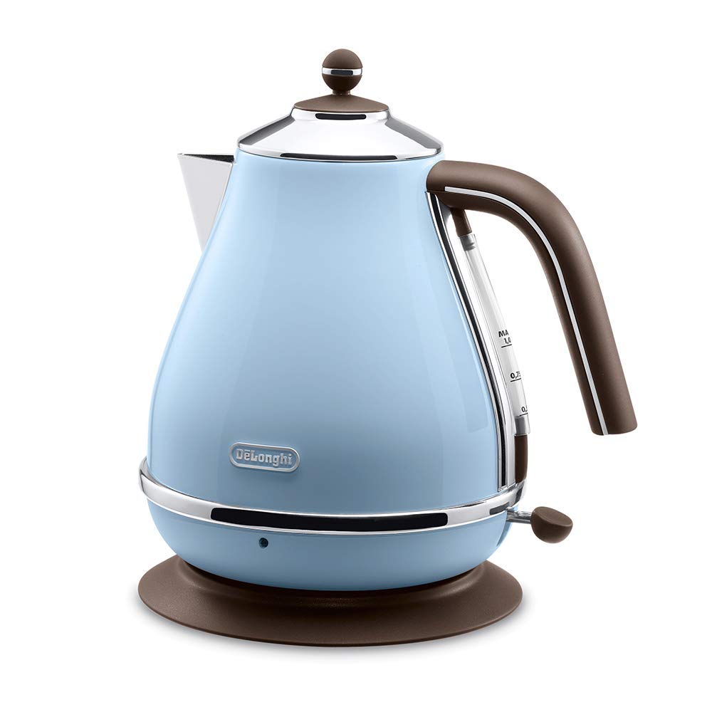 De Longhi (デロンギ) 電気ケトル アイコナ・ヴィンテージ KBOV1200J-AZ ステンレス 1.0L 見やすい水量計 異物混入防止フィルタ 空だき防止機能 簡単お手入れ [アズーロブル