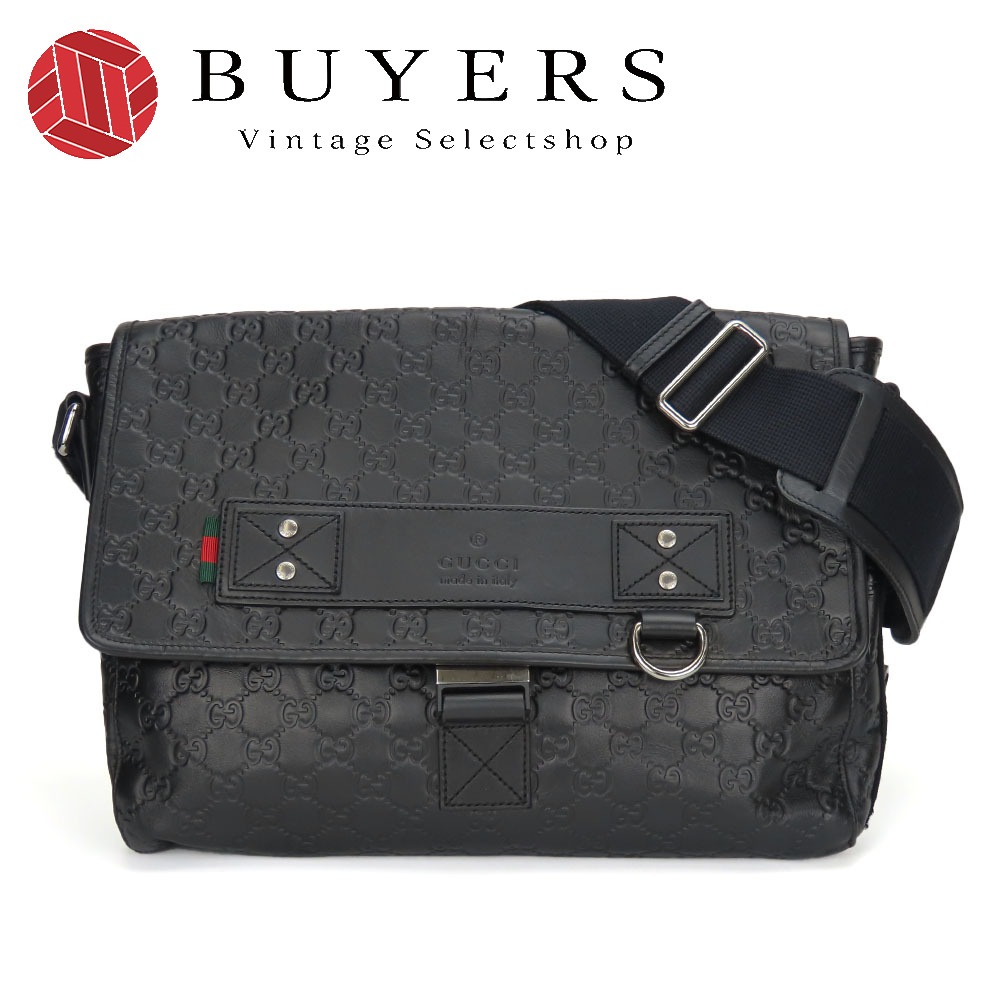 中古 ショルダーバッグ 246067 シマレザー ブラック シルバー金具 斜め掛け カジュアル メッセンジャー メンズ 男性