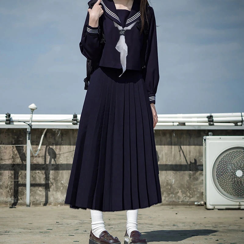 【1つ買うと10つ無料】船乗りのスーツ大学スタイルの女性jkユニフォームフルセットの学生学校のユニフォームブルーカラー長いドレスネイビーユニフォームスーツ