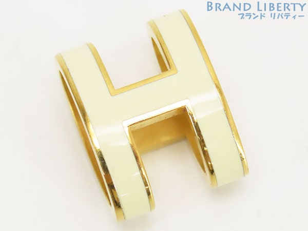 ほぼ新品エルメスポップHポップアッシュHモチーフネックレス ペンダントトップアイボリーゴールド