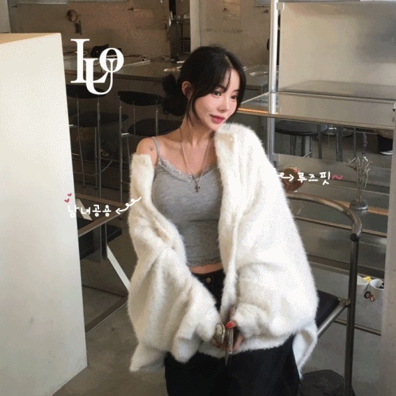 [新作 ~1/19まで] [男女共用/ぜい肉セット~] 季節の変わり目 ファー ニット ブクル ウィングスリーブ シャツ オーバー ルーズフィット カーディガン