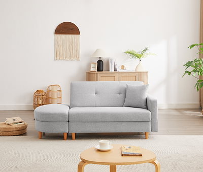 レイアウト自由︎2人掛けカウチソファー　オットマン付 レイアウト自由自在！グレー カウチソファ 2人掛け 2人掛け カウチ