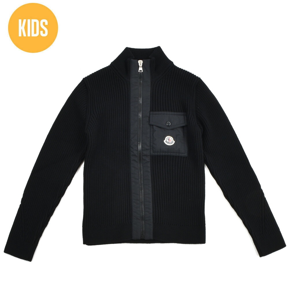 モンクレール ジップアップカーディガン キッズ ジュニア 子供用 ニット カーディガン ブラック 黒 MONCLER CARDIGAN TRICOT[9b00008-999-6810] 38,870円