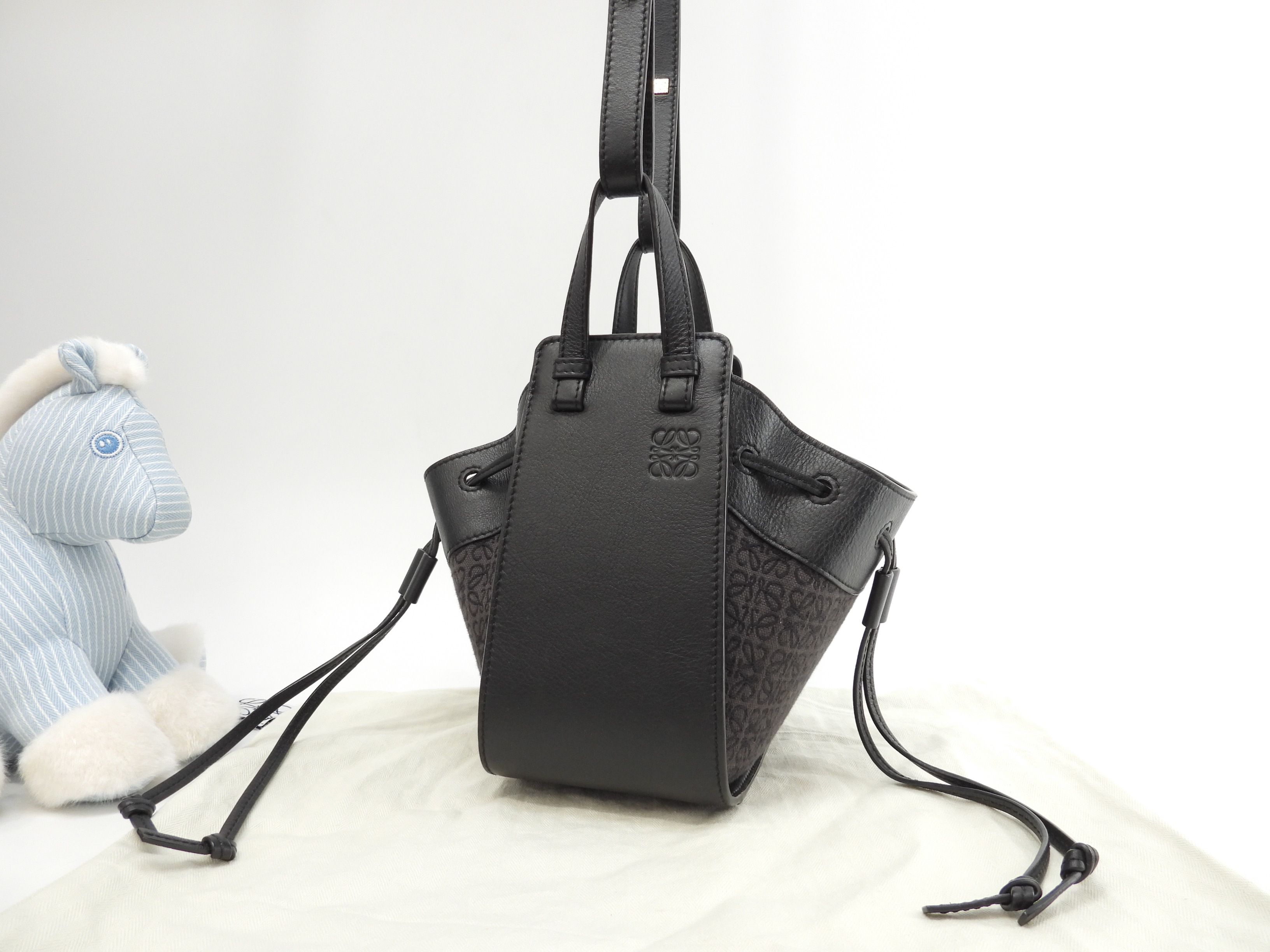 ハンモックミニ ジャガード/レザー 灰黒 ポシェット ミニハンドバッグ 美品@062120 87,450円