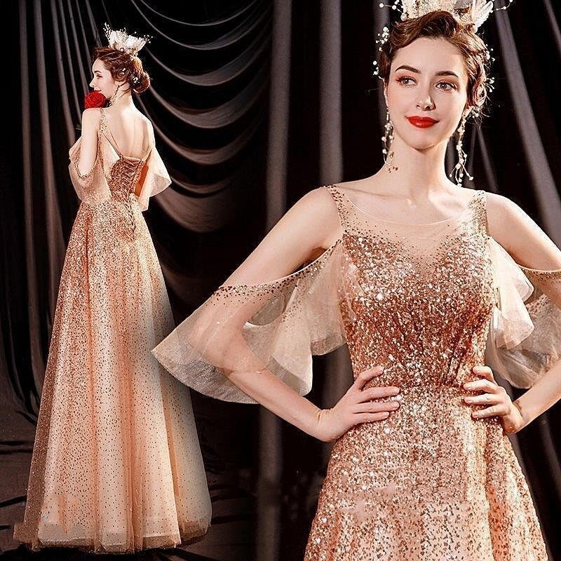 カラードレス 演奏会用ドレス 発表会 ピアノ ロングドレス Aライン ウエディングドレス 二次会 花