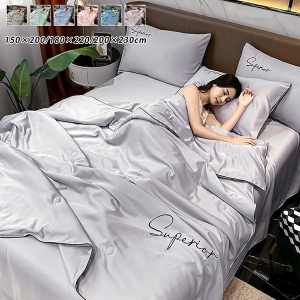 肌掛け布団 夏ふとん 冷感 光沢 シルクみたい 掛けふとん 肌布団 接触涼感 サマーキルト 洗える 軽量 冷房対策 北欧 抗菌防臭 春 夏 秋用 色 通寝具 柔らかい シングル リバーシブル クールケ