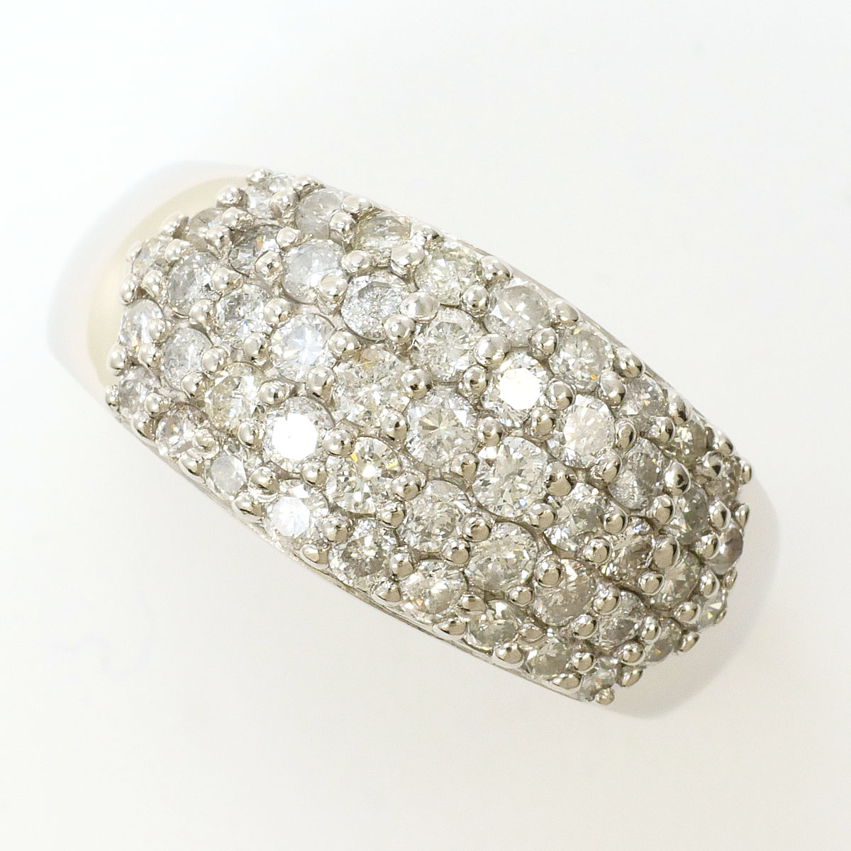 PT900 プラチナ リング・指輪 11号 ダイヤモンド 1.00ct カード鑑別書 総重量約6.8g 中古