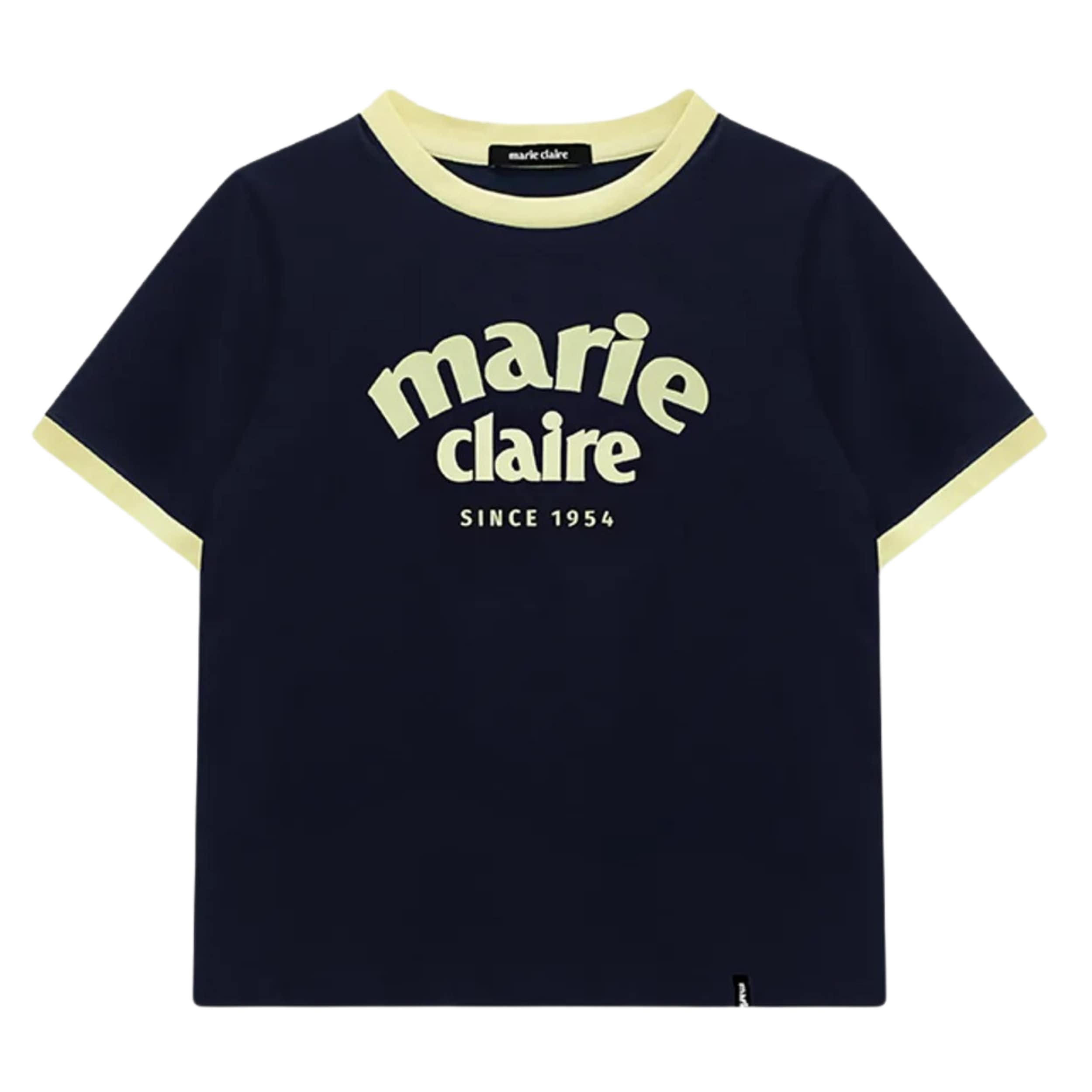 マリ配色リンガーTシャツ ダークネイビー 夏ファッション ディリーファッション ガーリールック Tシャツ 韓国ファッション 韓国ブランド