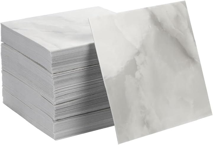 防水 タイルシート 壁紙シール 100枚セット 30x30cm 厚さ2.5mm アルミ箔素材 3D立体デザイン 耐熱 防汚 防カビ リフォームシート 粘着タイプ 簡単施工 (大理石)