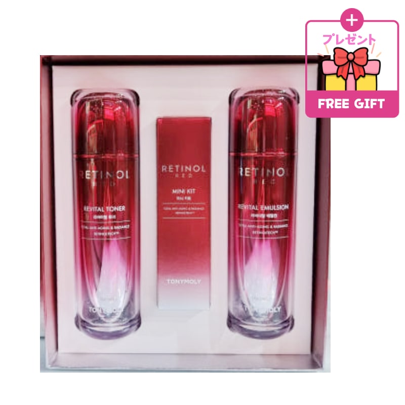 [韓国コスメセット] レッドレチノールリバイタルトナー120ml+エマルジョン120ml(+プレゼントランダム) 化粧水 美容液 乳液 しわ たるみ 毛穴肌トーン 弾力