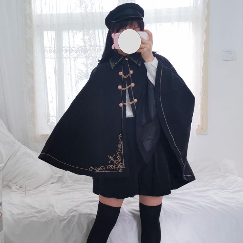 迅速な出荷 ロリータマント　ケープ ゴスロリ 伯爵タキシード　刺繍ラシャコート 格好いい　お姫様マント レディース 学生 コスプレ ハロウィン コスチューム 仮装衣装 黒系ジャケット