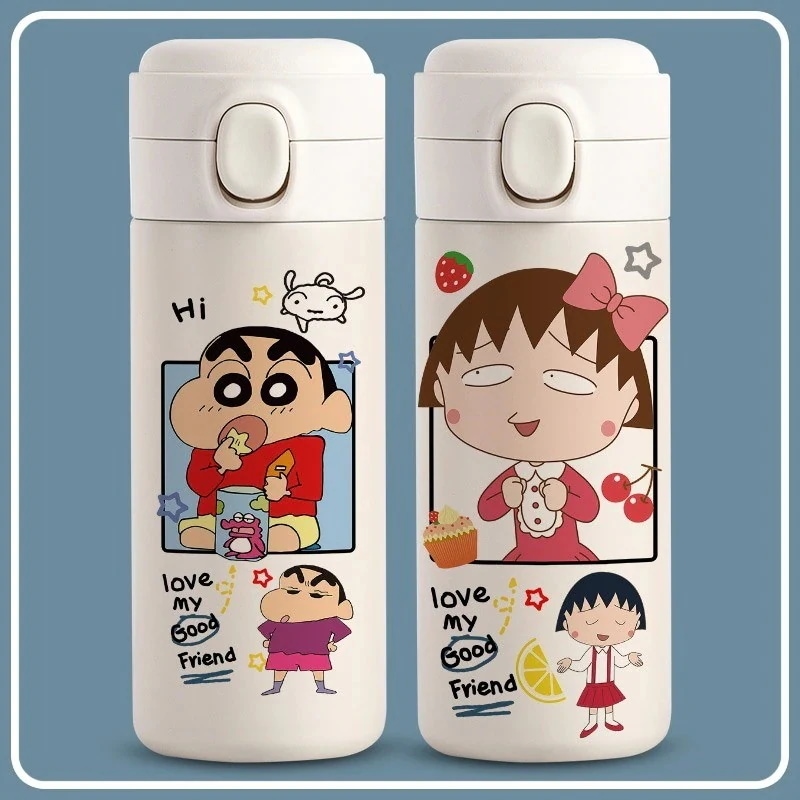 クレヨンしんちゃんカップルクレヨンしんちゃん 魔法瓶カップ さくらまる子ちゃん ウォーターカップ ステンレス跳ねる蓋カップ