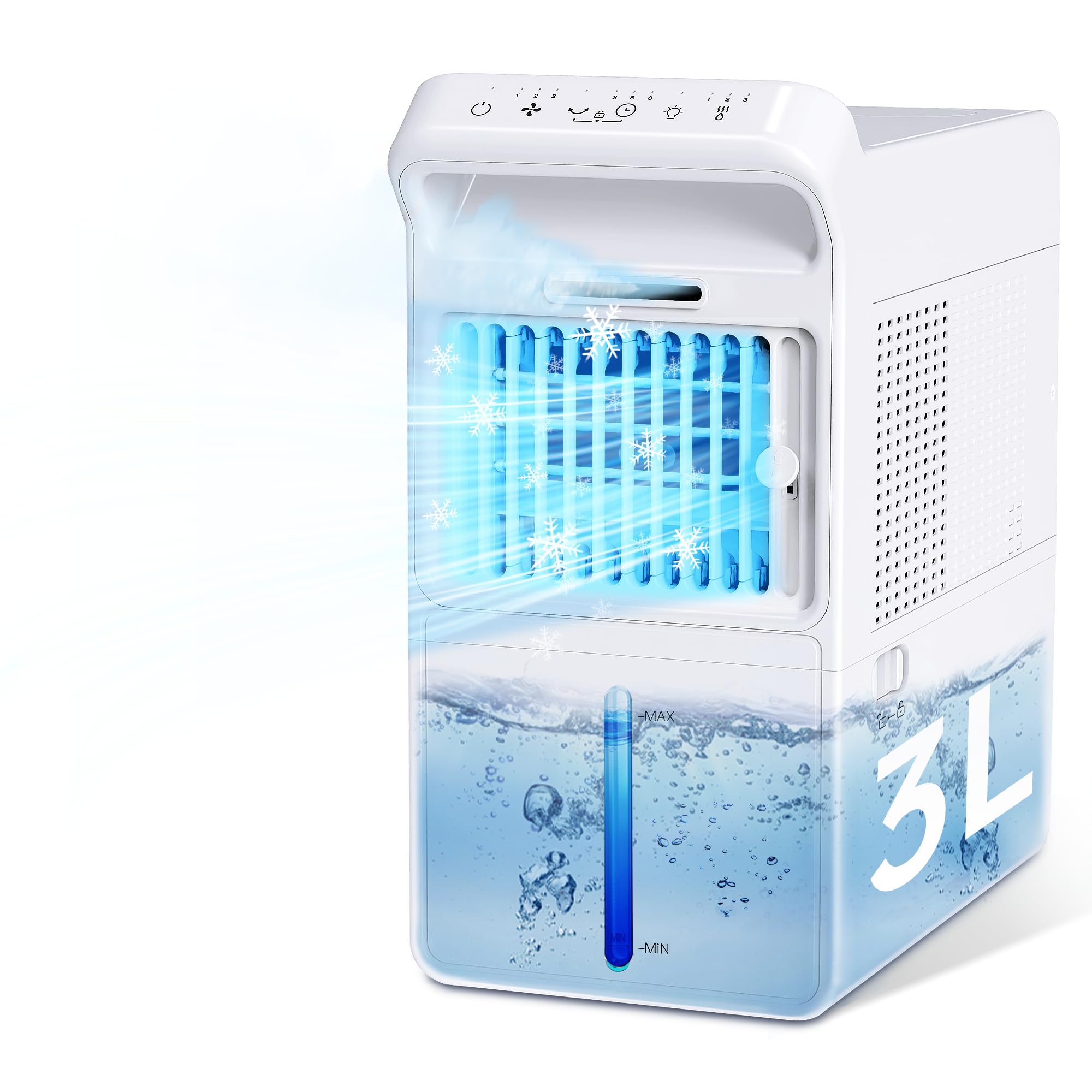 【氷霧・瞬で爆風冷却】冷風機 冷風扇 強力 卓上扇風機 小型 スポットクーラー 卓上クーラー 噴霧機能 瞬间冷却 送風 加湿 冷却 扇風機 風量3段階 3L水タンク ミニクーラー 省エネ 軽量 静音