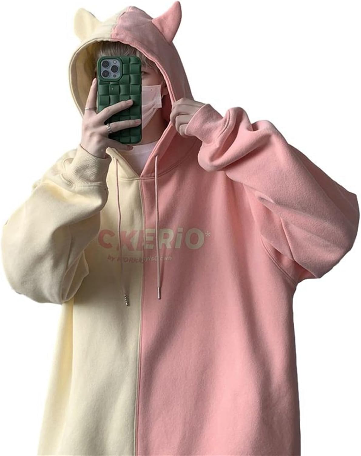 パーカー メンズ 悪魔の角 フード付き プルオーバー 秋冬服 バイカラー オーバーサイズ 長袖 トップス おしゃれ ペアルック スウェットパーカー かわいい 柔らかい 男女兼用 通学 運動 アウトドア