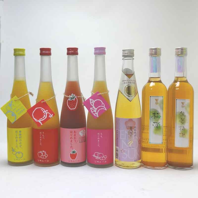 九州蔵果物梅酒7本セット もも梅酒 りんご梅酒 ゆず梅酒 あまおう梅酒(福岡県) 百助梅酒 生姜梅酒