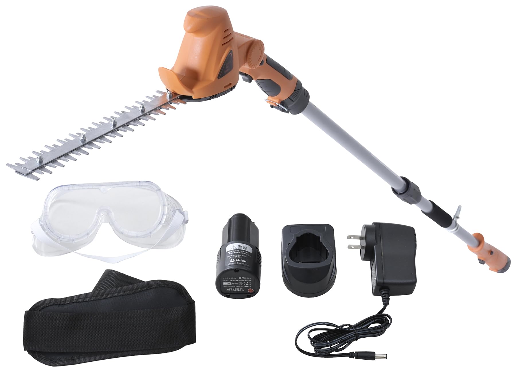 送料無料 山善(YAMAZEN) 10.8V 充電式 高枝ガーデンポールトリマー 高さ3段階調整 着脱式伸縮延長ポール コードレス ヘッジトリマー 高枝ばさみ 高枝チェーンソー 剪定 生垣 LPH-1