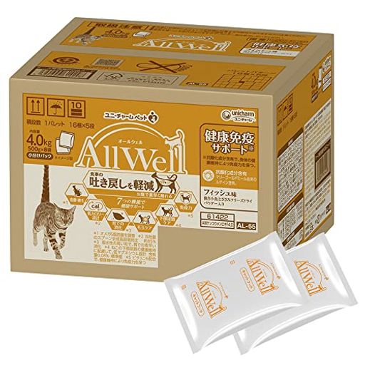 オールウェル(ALLWELL) 健康免疫サポート フィッシュ味 吐き戻し軽減 4.0KG(500G8袋) 国産 キャットフード ドライ ユニチャーム