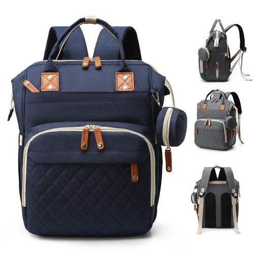 [スリーマッシュルーム] マザーズバッグ リュック マザーズリュック 大容量 ママバッグ 軽量 多機能 ベビーベッド付き USBポート付き オムツ替えシート 保温ポケット 出産祝い プレゼント