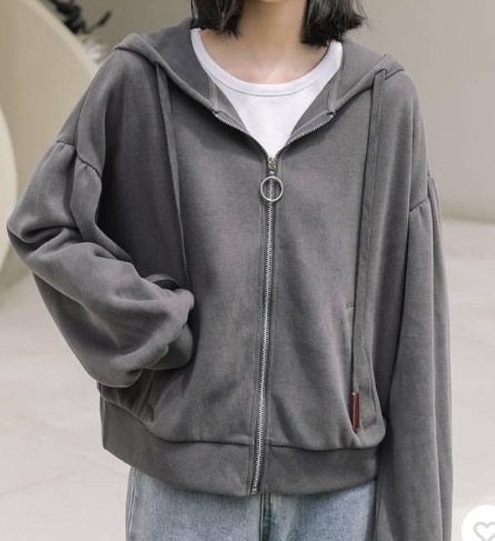 ジャケット パーカー アウター 長袖 フード ファスナー アメカジ カジュアル かっこいい アメリカン 無地 学生 アウトドア キャンプ ゆったり フリーサイズ グレー