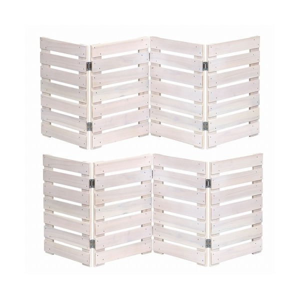 住まいスタイル WF-120YK-2P-WHT 折り畳めるウッドミニフェンス120(横ボーダー) 2枚組 ホワイト メーカー直送