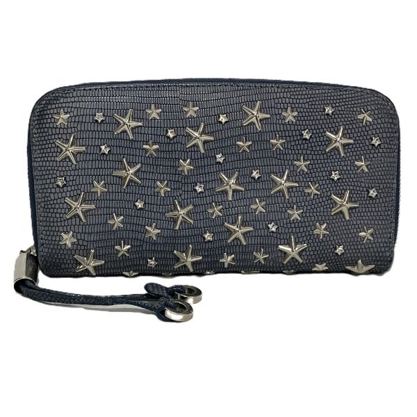 ジミーチュウ 型押しリザード スタースタッズ ラウンドファスナー 長財布 レディース【中古】