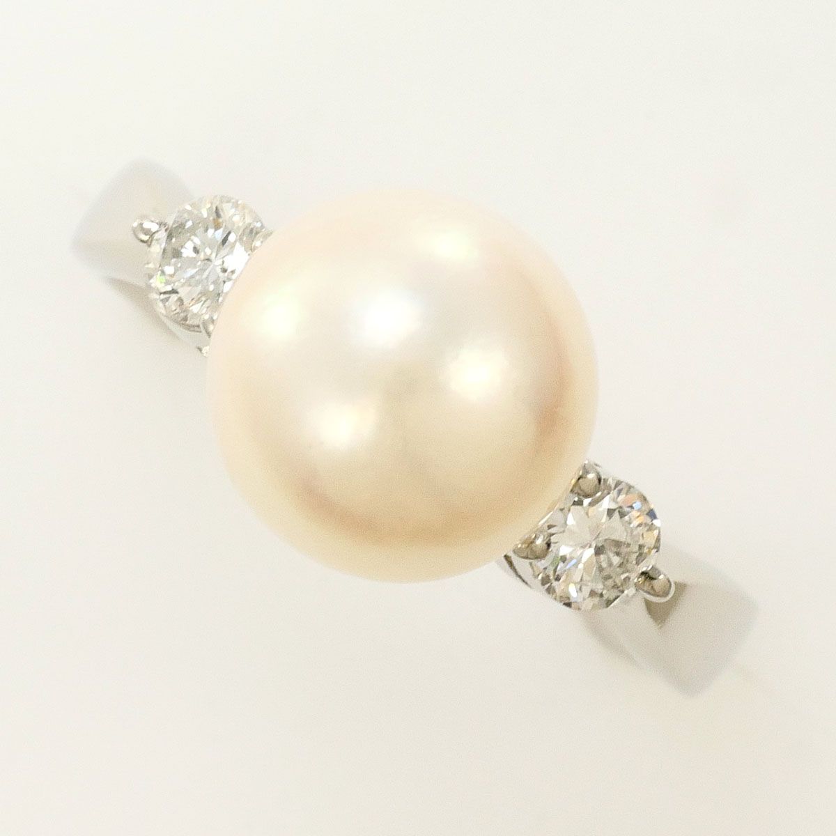 PT900 プラチナ リング・指輪 10号 パール（真珠） ダイヤモンド 0.25ct 総重量約4.8g 中古