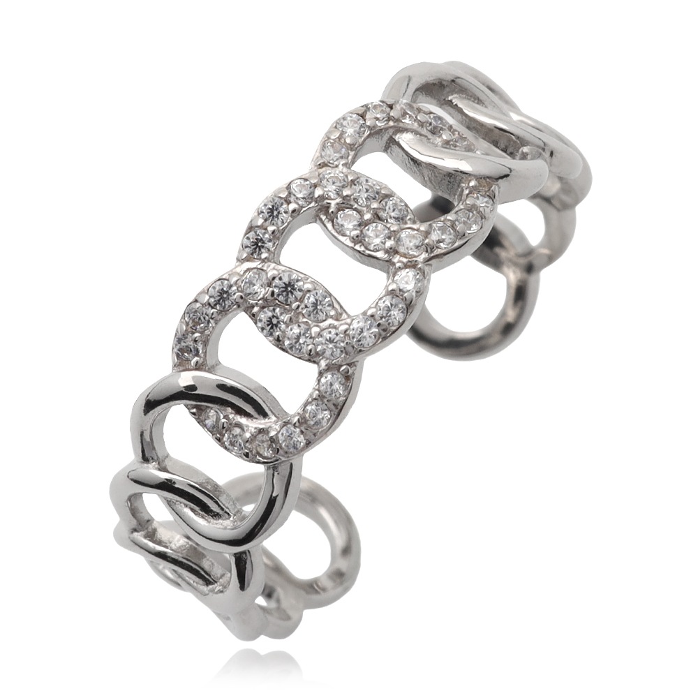 S925 CZ チェーン リング 指輪 [fhrs007-silver]