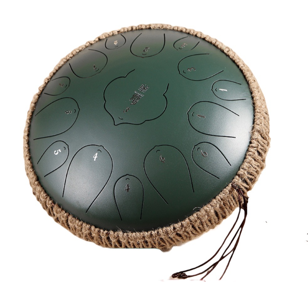 安心のドラム スチールスチールタンドラム 14インチ 15 ノート D キー 緑 パーカッション