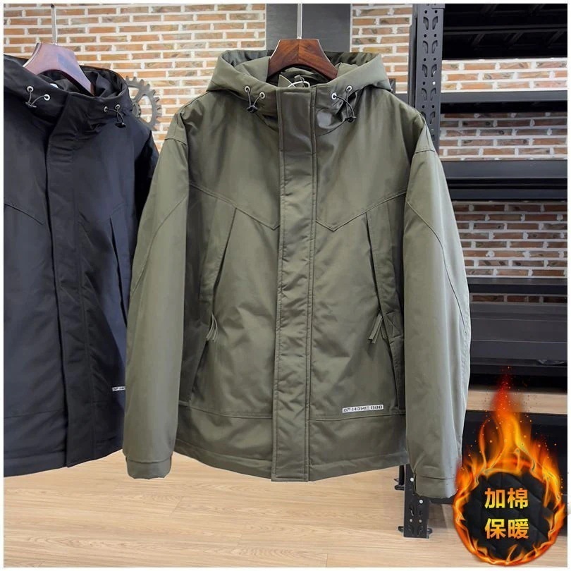 中綿コートゆったり フード付きパーカー メンズファッション ジャケット トレンチコート