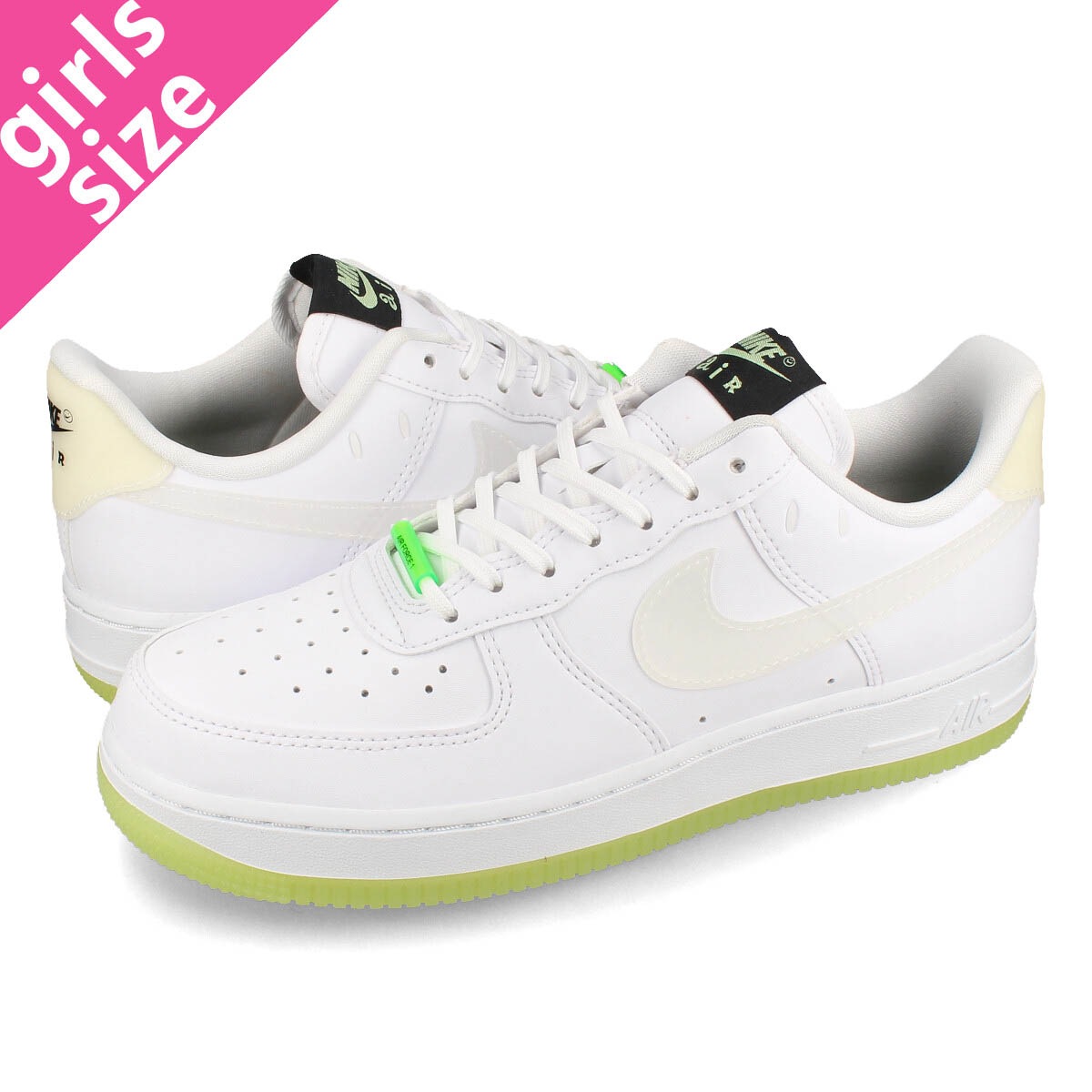 NIKE WMNS AIR FORCE 1 07 LX 【GLOW IN THE DARK】 WHITE/BARELY VOLT/BLACK