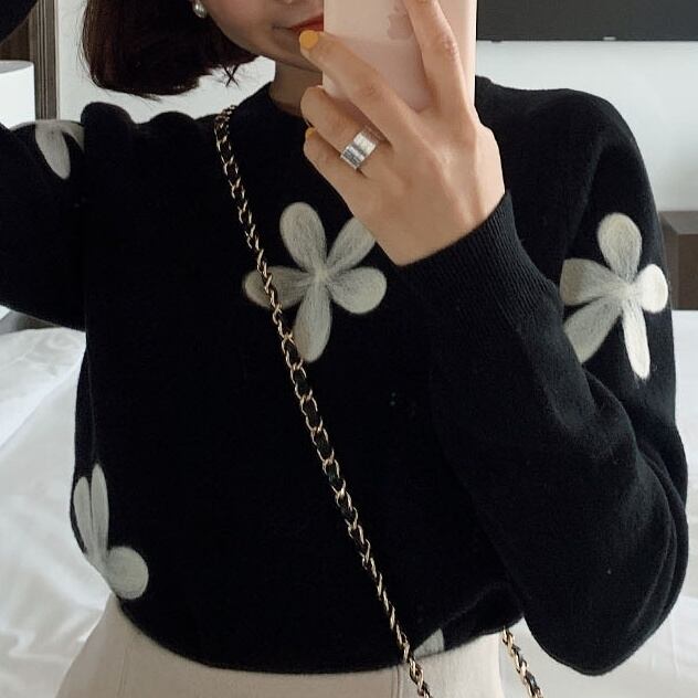 レディース トップス ニット セーター フラワーモチーフニット フラワーモチーフ 291