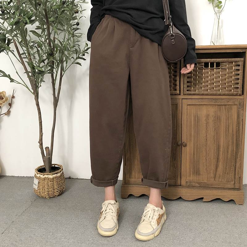 ボトムス パンツ サルエルパンツ テーパードパンツ 9分丈 ワイド 丸ポケット 伸縮性 大人可愛い