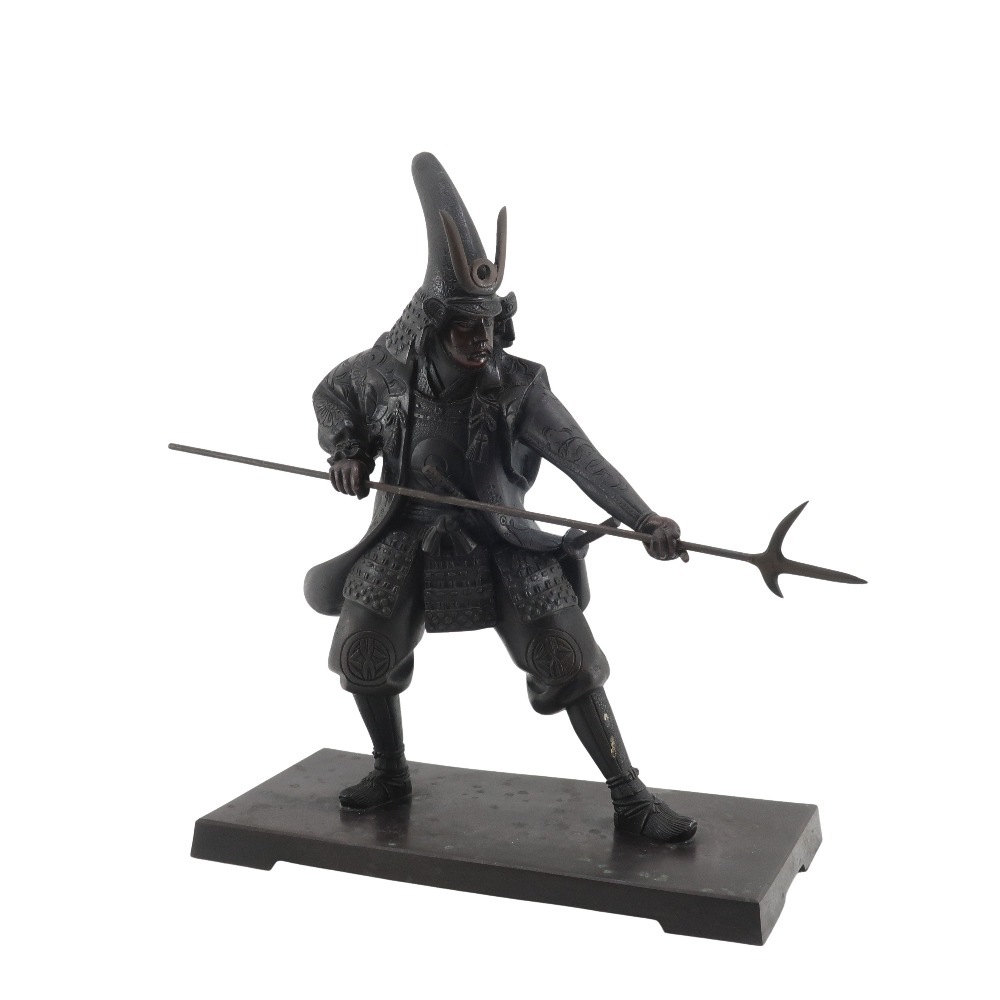 加藤清正公 ブロンズ像 置物 オブジェ 金属製 ユニセックス 中古品