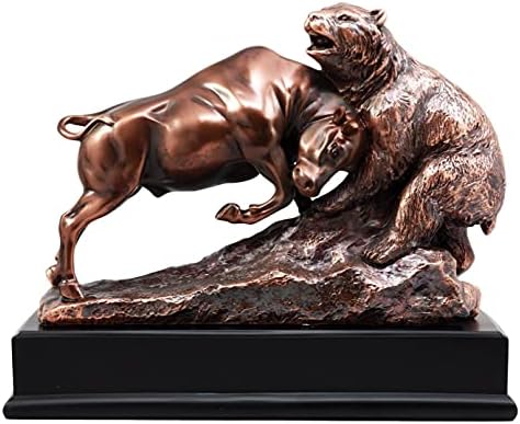Ebros ギフト 壁 ストリート ストック マーケット 充電 ブル ゴアリング ベア 像 ブロンズ 電気メッキ 置物 ベース付き 投資家 マネージャー 自然 野生生物 恋人