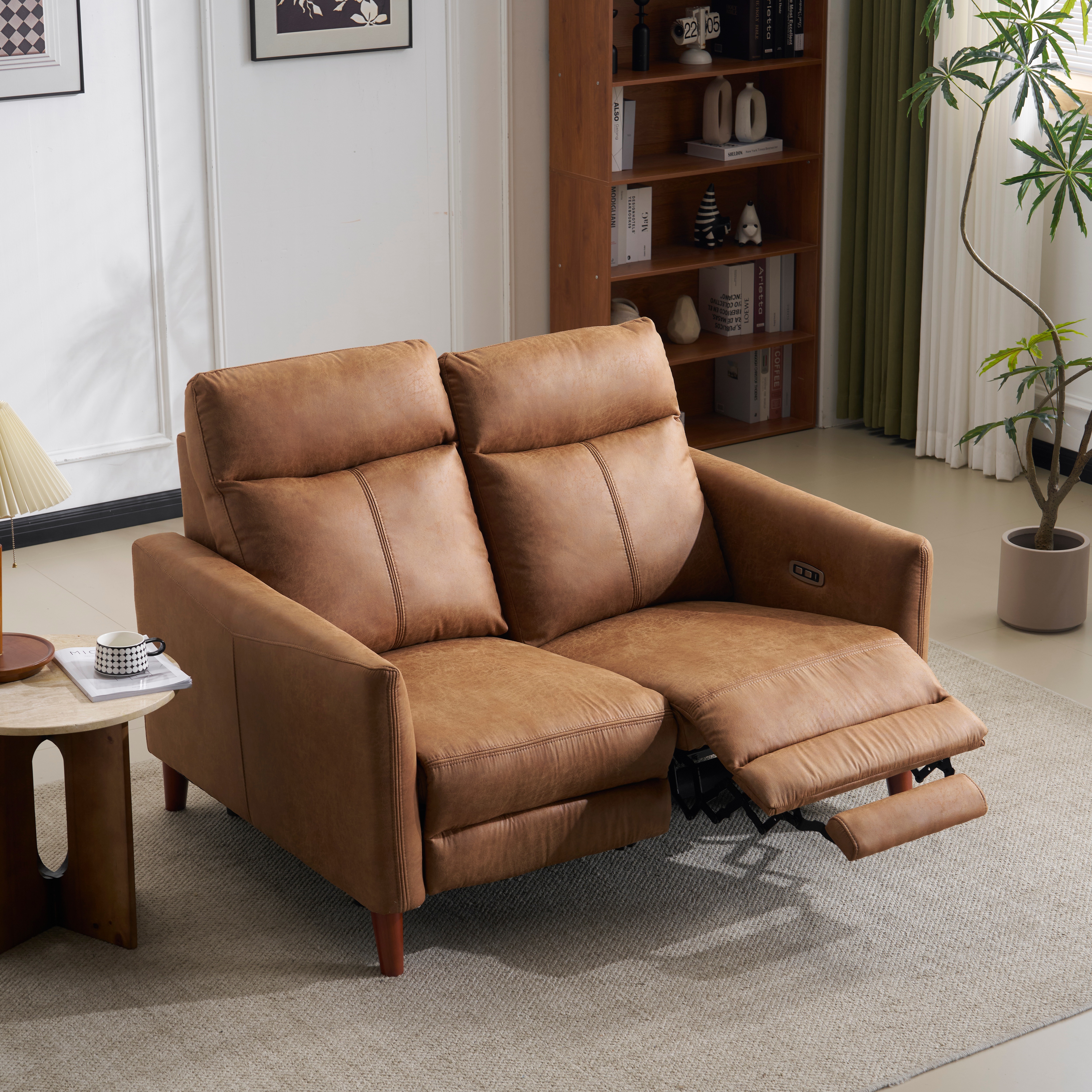 【国内発送】1281【ゼロウォール】二人掛けソファ 電動 リクライニング USB+Type-C充電口付き 156 リクライニングソファ 2人掛け オットマン一体型 電動ソファ 耐圧分散 リクライニン