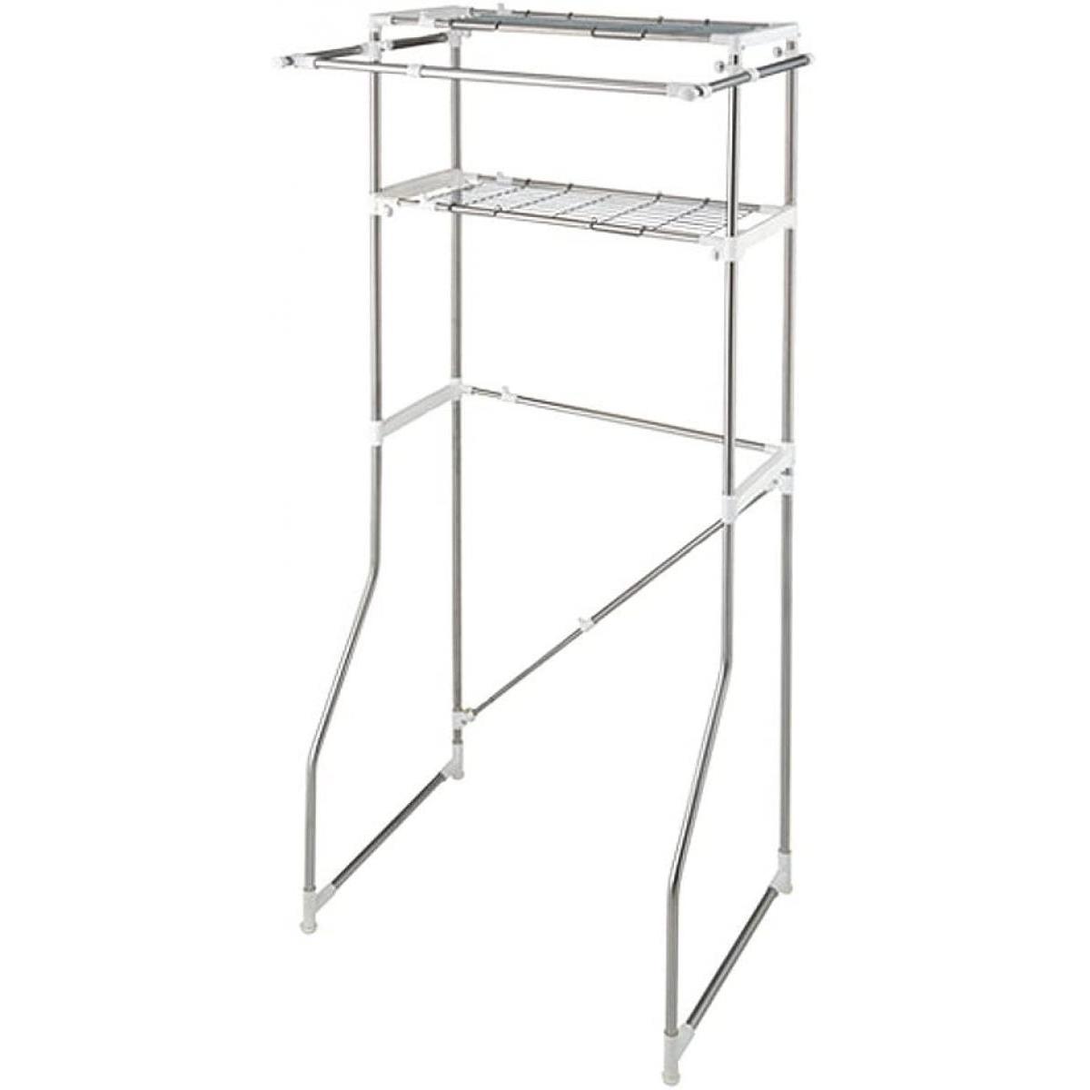 天馬 ポーリッシュ スライド式 ランドリーラック PS-12　【お客様組立】洗濯機ラック 棚位置調整可 浴室 省スペース