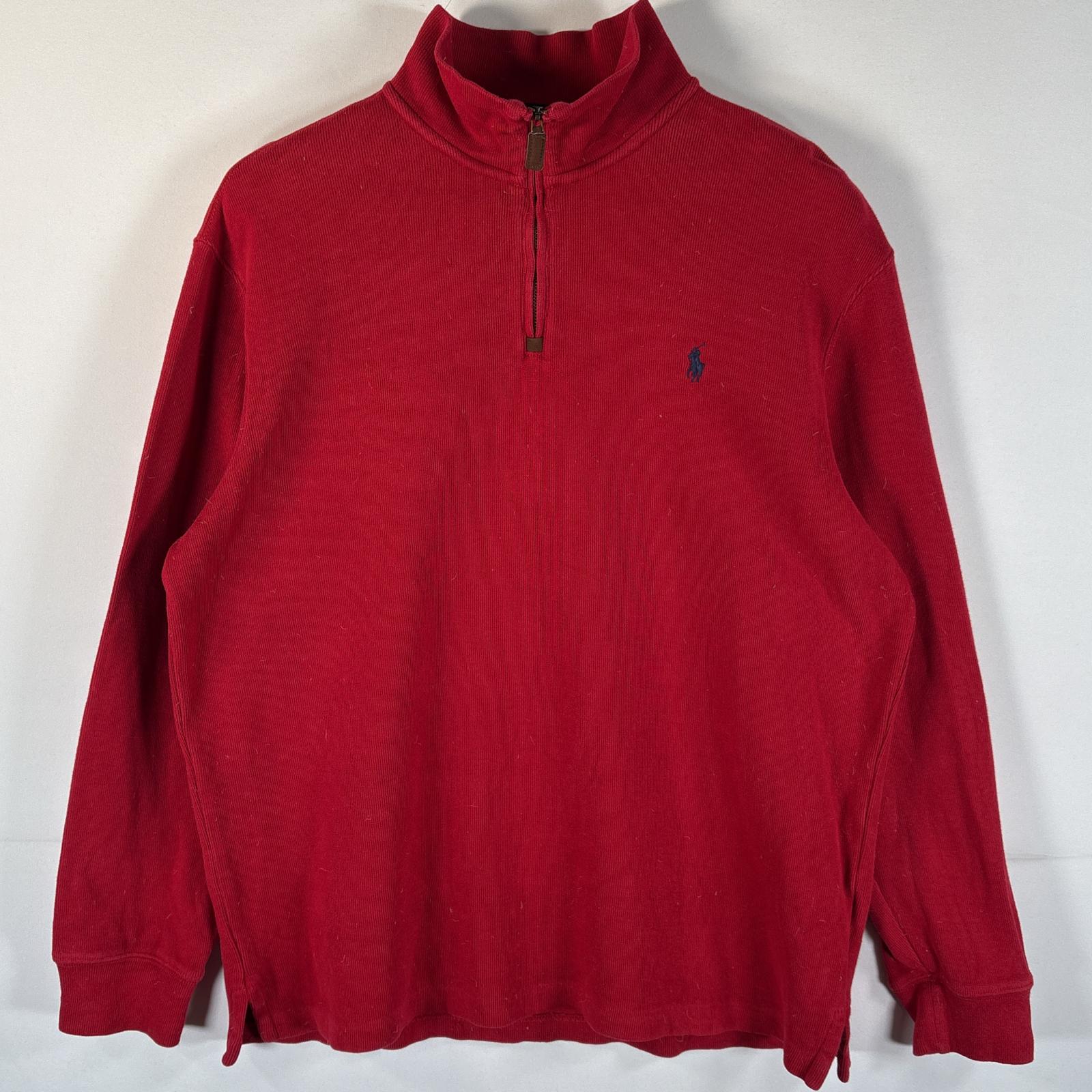 古着 スウェット ハーフジップ ワンポイントロゴ刺繍 トレーナー ニット L レッド メンズ 5,610円