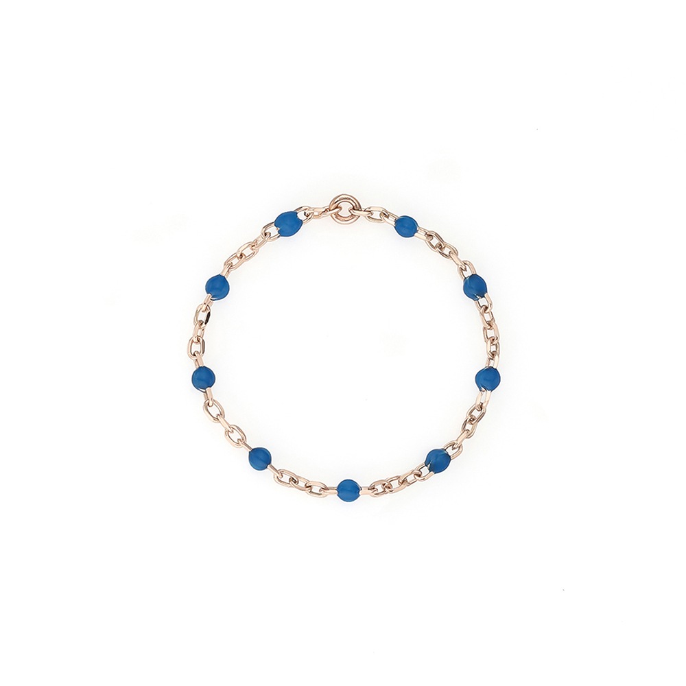 LLOYD製作10日カラーボールチェーンリングネイビー14KゴールドリングLRS2114NG