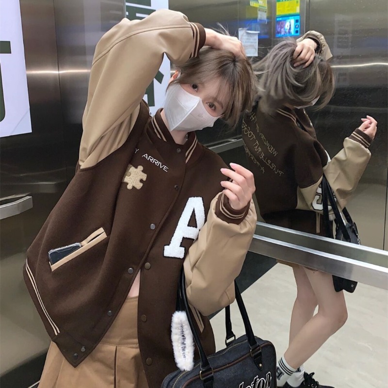 スタジアムジャケット 魅せる トップス アウター ジャケット レギュラー丈 袖あり 長袖